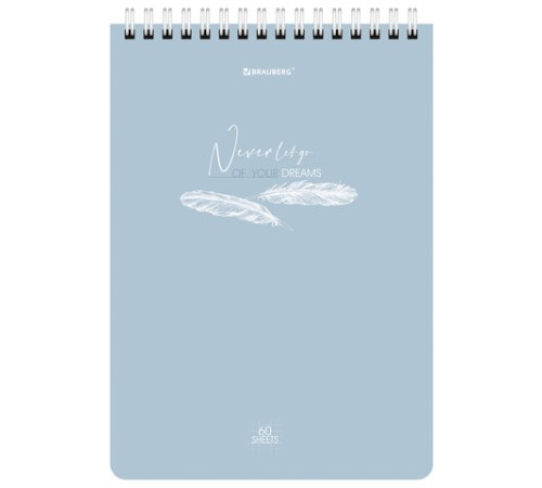 Блокнот А5 (146х206 мм), 60 л., гребень, картон, клетка, BRAUBERG, 
