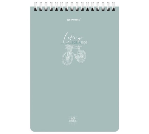 Блокнот А5 (146х206 мм), 60 л., гребень, картон, клетка, BRAUBERG, 