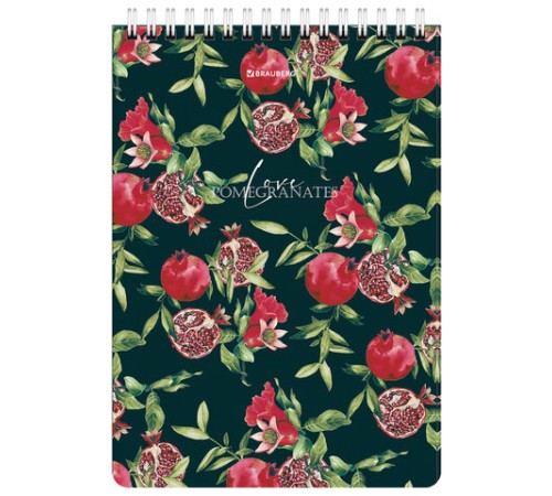 Блокнот А5 (146х206 мм), 60 л., гребень, картон, жесткая подложка, клетка, BRAUBERG, 