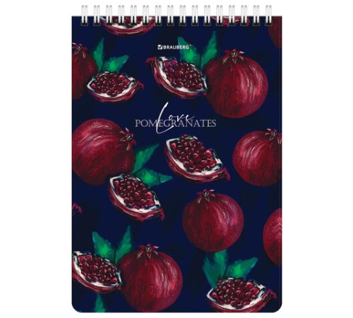 Блокнот А5 (146х206 мм), 60 л., гребень, картон, жесткая подложка, клетка, BRAUBERG, 