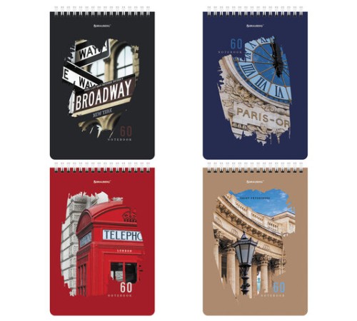 Блокнот А5 (146х206 мм), 60 л., гребень, картон, жесткая подложка, клетка, BRAUBERG, 