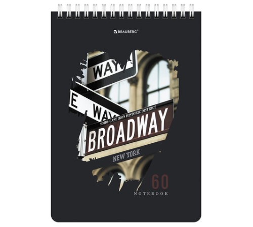 Блокнот А5 (146х206 мм), 60 л., гребень, картон, жесткая подложка, клетка, BRAUBERG, 