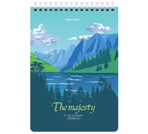 Блокнот А5 (146х206 мм), 80 л., гребень, картон, клетка, BRAUBERG, 