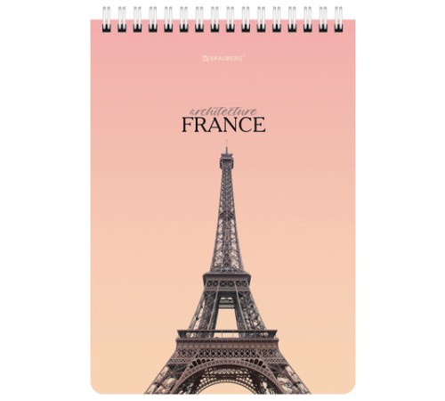 Блокнот А5 (146х206 мм), 80 л., гребень, картон, жесткая подложка, клетка, BRAUBERG, 