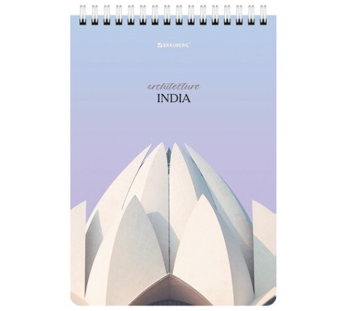 Блокнот А5 (146х206 мм), 80 л., гребень, картон, жесткая подложка, клетка, BRAUBERG, 