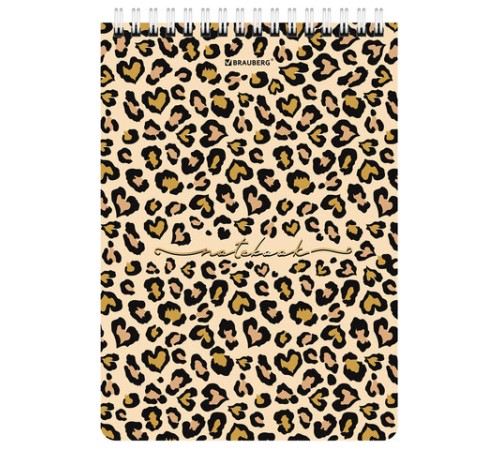 Блокнот А5 (146х206 мм), 80 л., гребень, картон, жесткая подложка, клетка, BRAUBERG, 