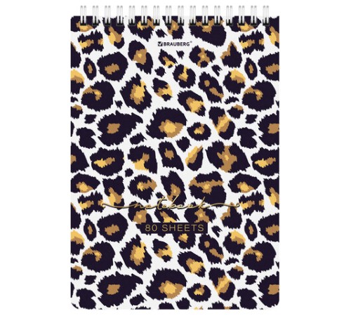 Блокнот А5 (146х206 мм), 80 л., гребень, картон, жесткая подложка, клетка, BRAUBERG, 