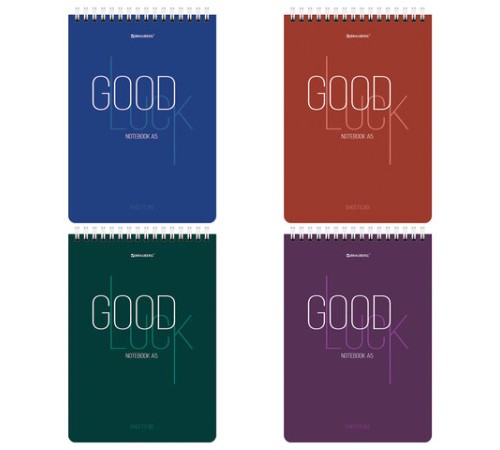 Блокнот А5 (146х206 мм), 80 л., гребень, картон, жесткая подложка, клетка, BRAUBERG, 