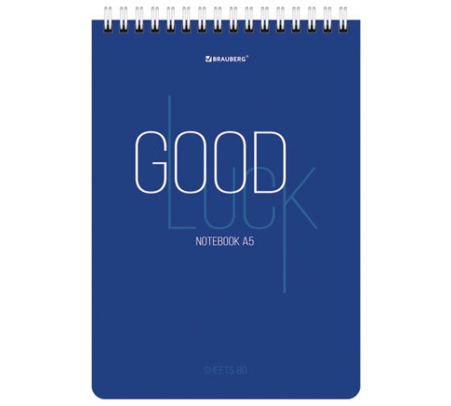 Блокнот А5 (146х206 мм), 80 л., гребень, картон, жесткая подложка, клетка, BRAUBERG, 