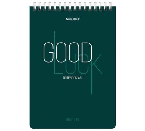Блокнот А5 (146х206 мм), 80 л., гребень, картон, жесткая подложка, клетка, BRAUBERG, 