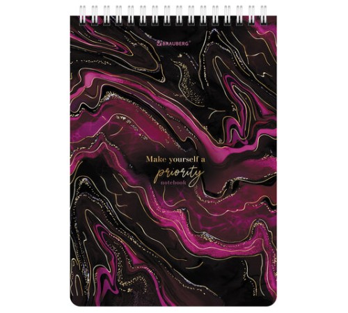 Блокнот А5 (146х206 мм), 80 л., гребень, картон, жесткая подложка, клетка, BRAUBERG, 