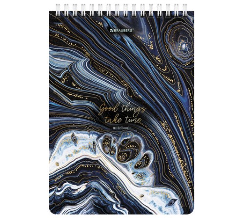 Блокнот А5 (146х206 мм), 80 л., гребень, картон, жесткая подложка, клетка, BRAUBERG, 