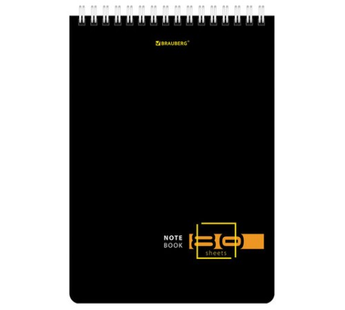 Блокнот А5 (146х206 мм), 80 л., гребень, картон, жесткая подложка, клетка, BRAUBERG, 