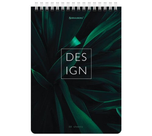 Блокнот А5 (146х206 мм), 80 л., гребень, картон, жесткая подложка, клетка, BRAUBERG, 