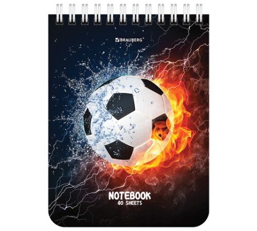 Блокнот МАЛЫЙ ФОРМАТ А6 108х145 мм, 40 л., гребень, картон, клетка, BRAUBERG, 