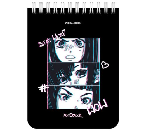 Блокнот МАЛЫЙ ФОРМАТ А6 108х145 мм, 40 л., гребень, картон, клетка, BRAUBERG, 