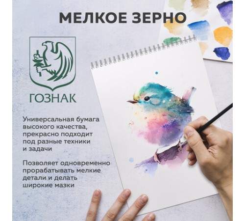 Бумага для акварели А3, 30 л., 270 г/м2, мелкое зерно, BRAUBERG ART CLASSIC, 