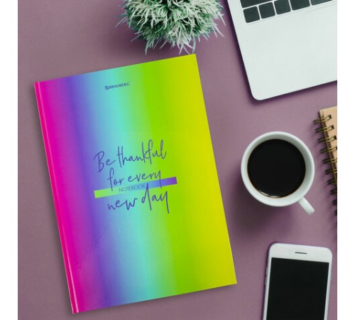 Блокнот БОЛЬШОЙ ФОРМАТ (206х291 мм) А4, 160 л., твёрдый, блок 5 цветов, клетка, BRAUBERG, 