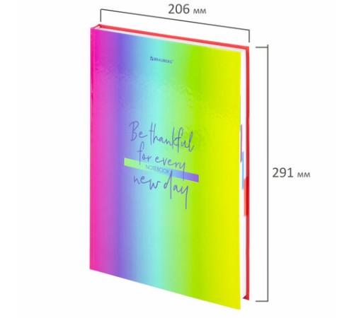 Блокнот БОЛЬШОЙ ФОРМАТ (206х291 мм) А4, 160 л., твёрдый, блок 5 цветов, клетка, BRAUBERG, 