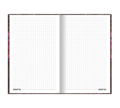 Блокнот А5 134х206 мм, 80 л., твёрдый, клетка, тиснение фольгой, STAFF, 