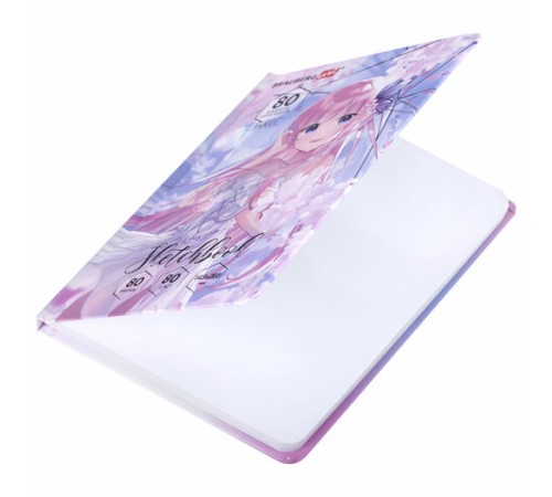 Скетчбук, белая бумага 80 г/м2, 145х203 мм, 80 л., резинка, твердый, BRAUBERG ART DEBUT 