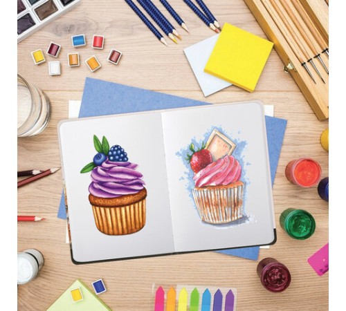 Скетчбук, белая бумага 80 г/м2, 145х203 мм, 80 л., резинка, твердый, BRAUBERG ART DEBUT 