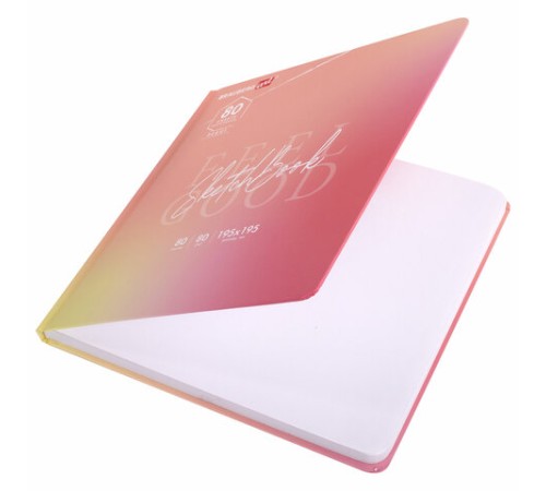 Скетчбук, белая бумага 80 г/м2, 195х195 мм, 80 л., резинка, твердый, BRAUBERG ART DEBUT 