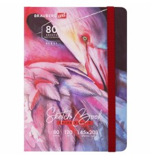 Скетчбук, белая бумага 120 г/м2, 145х203 мм, 80 л., резинка, твердый, BRAUBERG ART DEBUT 