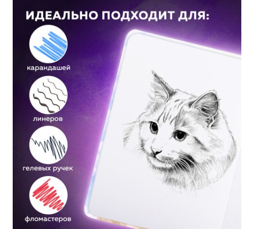 Скетчбук, белая бумага 120 г/м2, 145х203 мм, 80 л., резинка, твердый, BRAUBERG ART DEBUT 