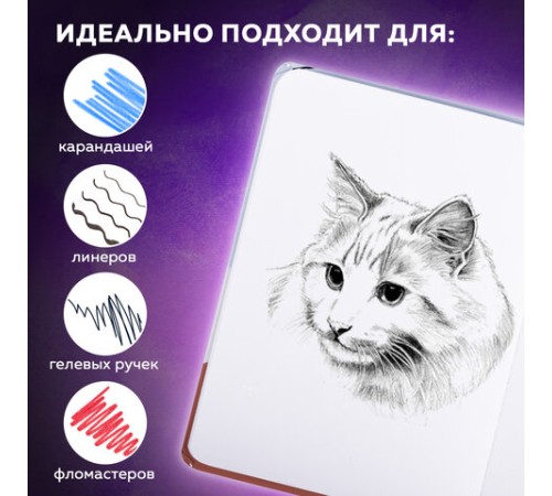 Скетчбук, белая бумага 120 г/м2 145х203 мм, 80 л., резинка, твердый, BRAUBERG ART DEBUT 