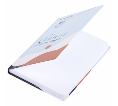 Скетчбук, белая бумага 120 г/м2 145х203 мм, 80 л., резинка, твердый, BRAUBERG ART DEBUT 