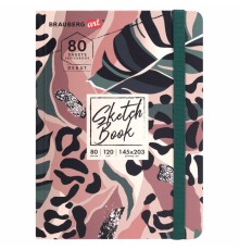 Скетчбук, белая бумага 120 г/м2, 145х203 мм, 80 л., резинка, твердый, BRAUBERG ART DEBUT 