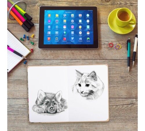 Скетчбук, белая бумага 160 г/м, 145х203 мм, 64 л., резинка, твердый, BRAUBERG ART CLASSIC 