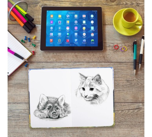 Скетчбук, белая бумага 160 г/м2, 145х203 мм, 64 л., резинка, твердый, BRAUBERG ART CLASSIC 