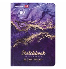 Скетчбук, белая бумага 160 г/м2, 145х203 мм, 80 л., твердая обложка, BRAUBERG ART CLASSIC 