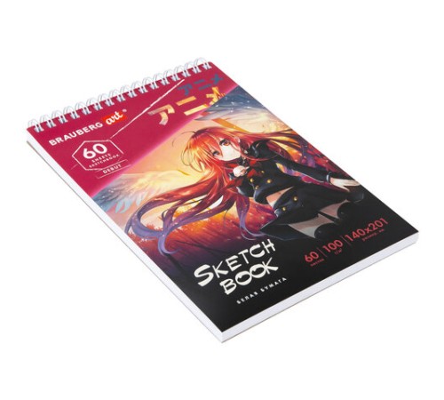 Скетчбук, белая бумага 100 г/м2, 140х201 мм, 60 л., гребень, жёсткая подложка, BRAUBERG ART DEBUT, 