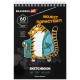 Скетчбук, белая бумага 100 г/м2, 140х201 мм, 60 л., гребень, подложка, BRAUBERG ART DEBUT, 