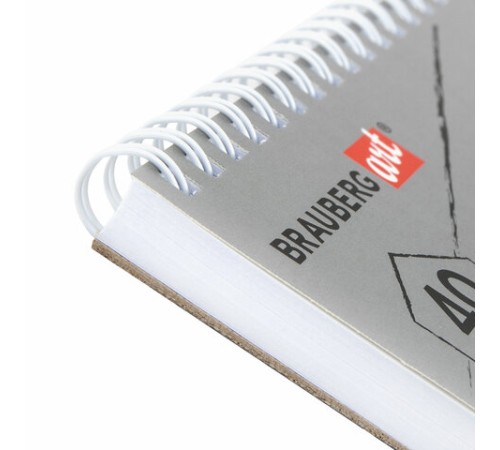 Скетчбук, белая бумага 160 г/м2, 140х201 мм, 40 л., гребень, жесткая подложка, BRAUBERG ART CLASSIC, ассорти, 115071