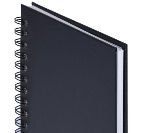 Скетчбук, белая бумага 160 г/м2, 145х205 мм, 60 л., гребень, твёрдая обложка ЧЕРНАЯ, BRAUBERG ART CLASSIC, 115072 