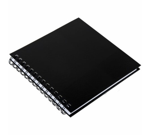 Скетчбук, белая бумага 160 г/м2, 190х190 мм, 60 л., гребень, твёрдая обложка ЧЕРНАЯ, BRAUBERG ART CLASSIC, 115074