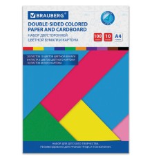 Набор картона и бумаги А4 ТОНИРОВАННЫЕ (белый 16 л., цветной 64 л., бумага 20 л.), BRAUBERG, 115091