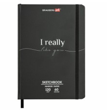 Скетчбук для маркеров 120 г/м2, 148х210 мм, 60 л., твердая обложка, резинка, BRAUBERG ART PREMIERE, 