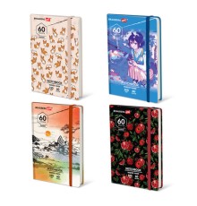 Скетчбук для маркеров 120 г/м2, 148х210 мм, 60 л., твердая обложка, резинка, BRAUBERG ART PREMIERE, МИКС, 115103 