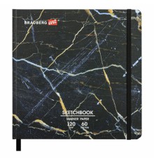 Скетчбук для маркеров 120 г/м2, 195х195 мм, 60 л., твердая обложка, резинка, BRAUBERG ART PREMIERE, 