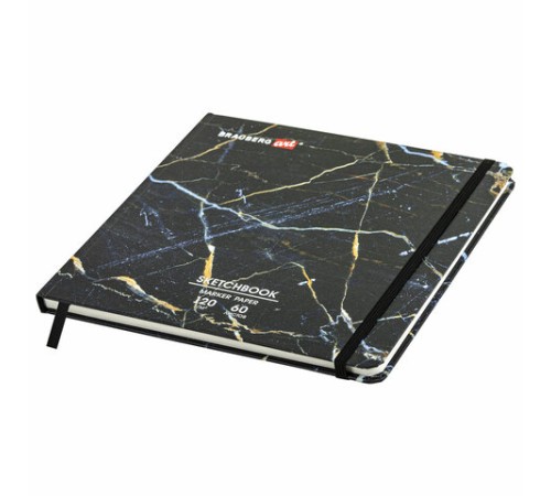 Скетчбук для маркеров 120 г/м2, 195х195 мм, 60 л., твердая обложка, резинка, BRAUBERG ART PREMIERE, 