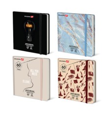 Скетчбук для маркеров 120 г/м2, 195х195 мм, 60 л., твердая обложка, резинка, BRAUBERG ART PREMIERE, МИКС, 115106