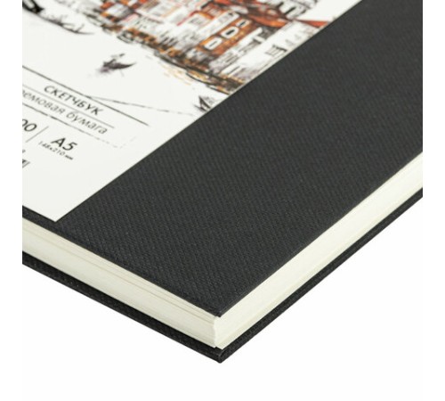 Скетчбук, слоновая кость 100 г/м2, 148х210 мм, 80 л., гребень, твердая обложка, BRAUBERG ART PREMIERE, 115109 