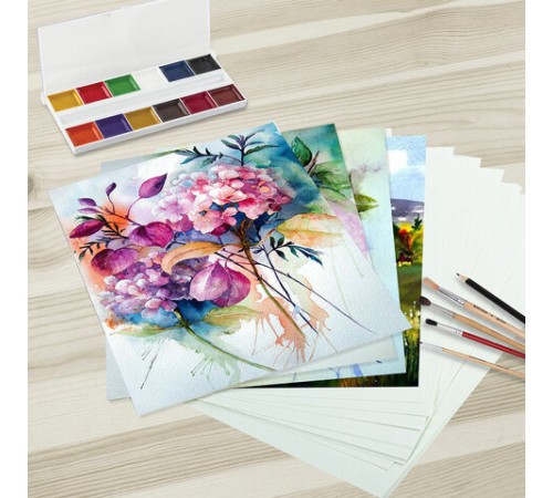 Бумага для акварели БОЛЬШАЯ А3 в папке, 20 л., 200 г/м2, индивидуальная упаковка, BRAUBERG KIDS, 