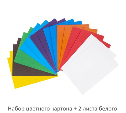 Набор картона и бумаги А4 немелованный (белый картон 2 л., цветной картон 16 л. 8 цв., цветная бумага 16 л. 16 цв.), ЮНЛАНДИЯ, 115165