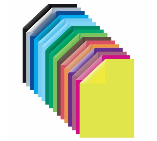 Картон цветной А4 2-сторонний МЕЛОВАННЫЙ, 16 листов, 16 цветов, BRAUBERG, 200х290 мм, 115166